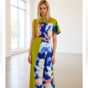Micas NWT Vibrant Multicolor Abstract Midi Dress Small